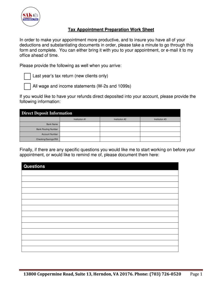 Tax Preparation Worksheets Excel and Tax Return  Form