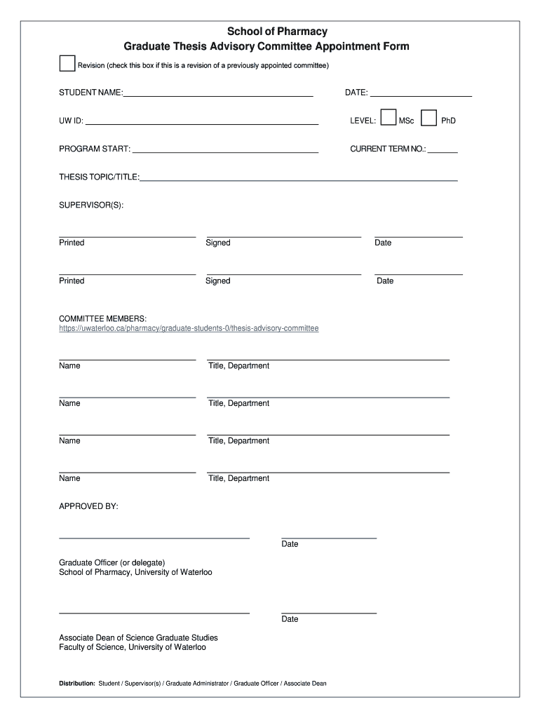 Graduate Thesis Advisory Committee Appointment Form