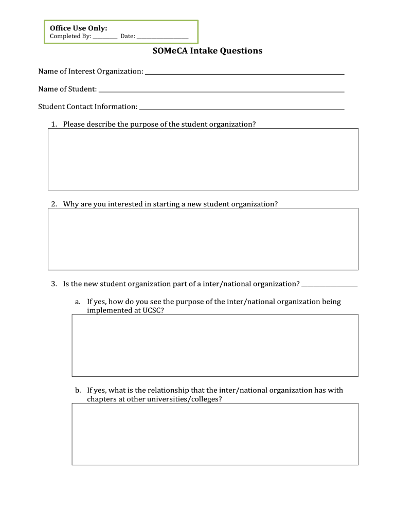 Intake Questionnaire DOCX  Form