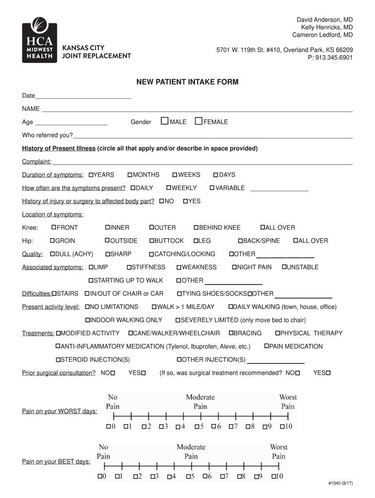  New Patient Intake Form Intake Form 2017-2024