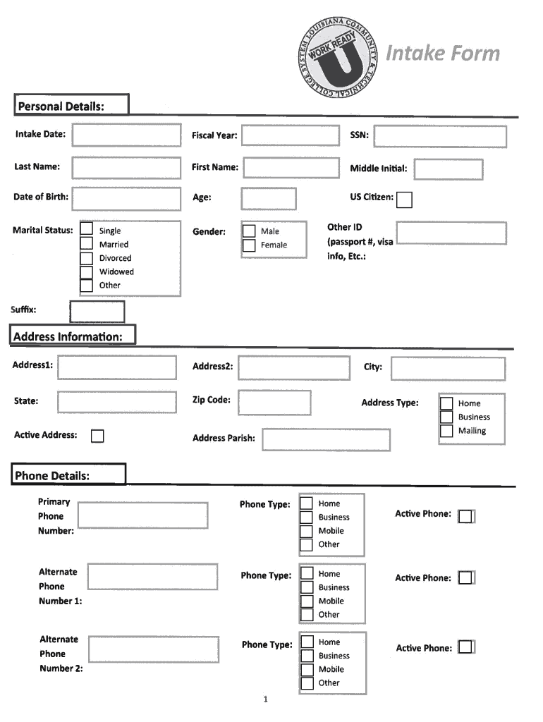 Adult Education Intake Form