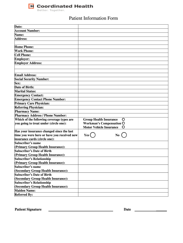  NEW PATIENT INFORMATION SHEET DATE of BIRTH SEX M F EMPLOYER 2015