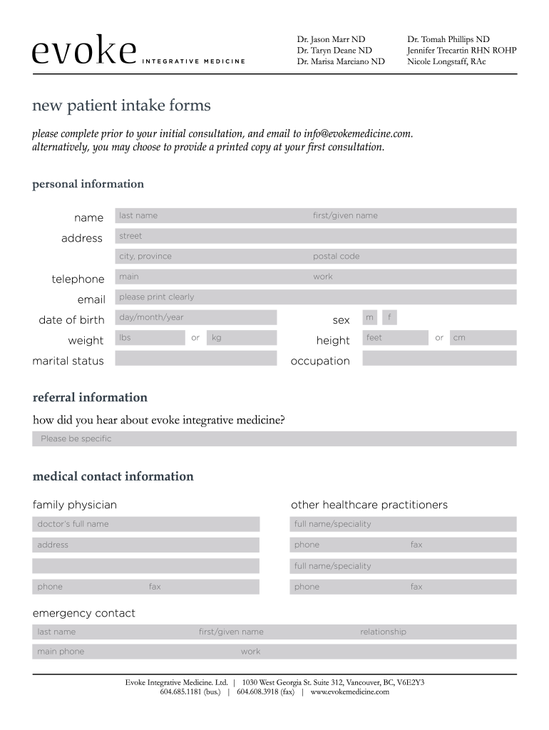 New Patient Intake Forms Dr Tomah Phillips