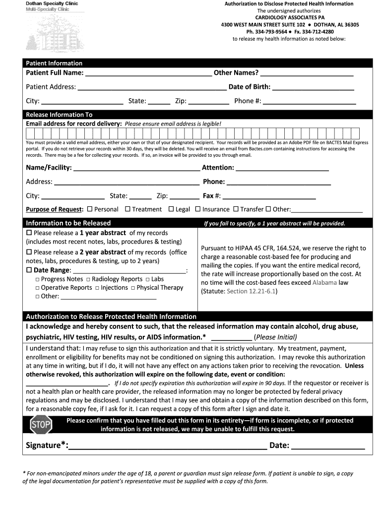 CARDIOLOGY ASSOCIATES PA AUTHORIZATION  Form