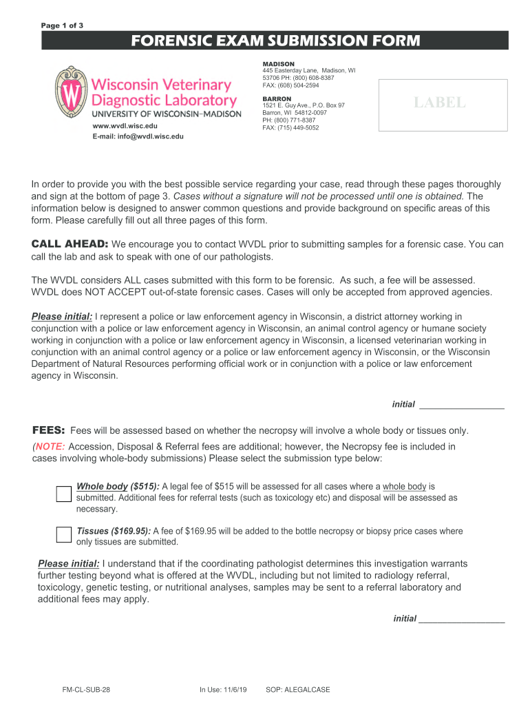  Forensic and Insurance Claim Submission Formc 2019