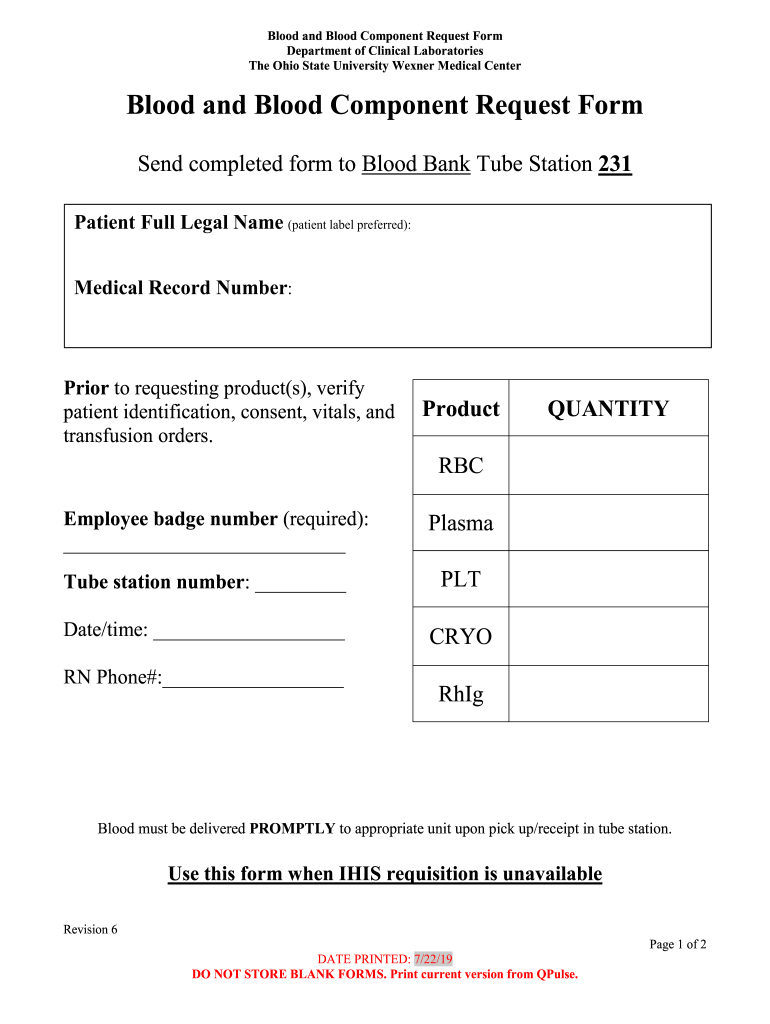 Blood Request Form
