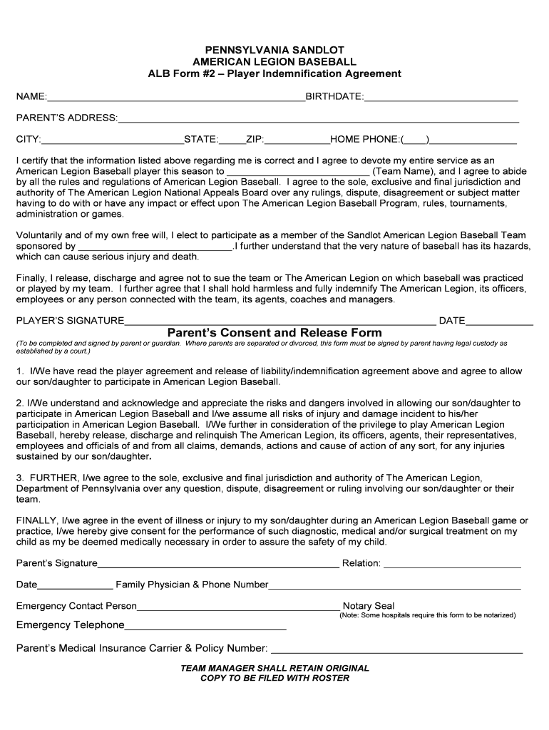 Parent's Consent and Release Form