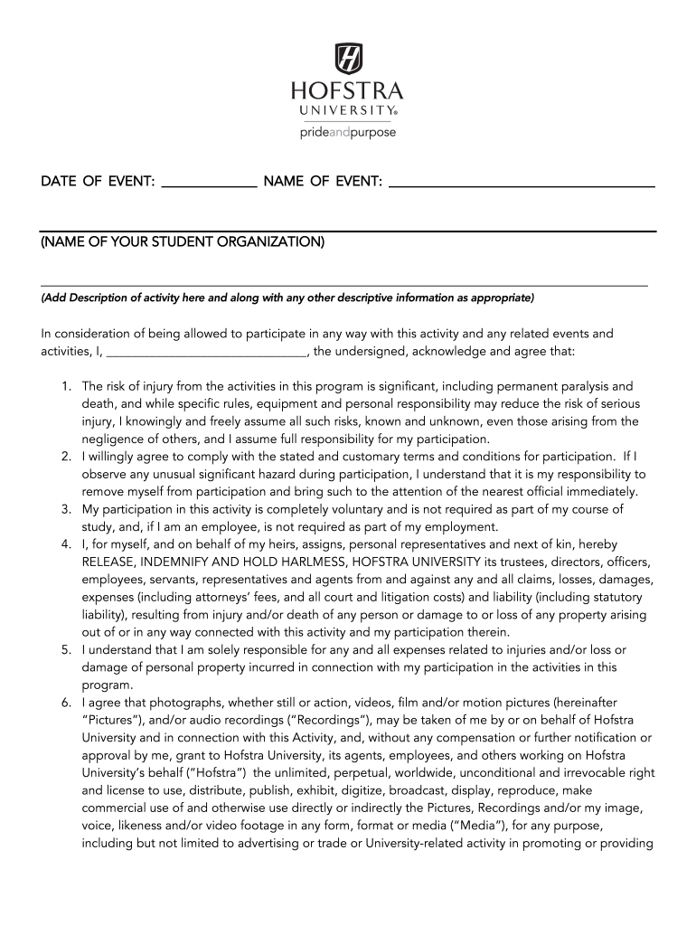  Activity Waiver Physical Activity TEMPLATE 8412 2014-2024