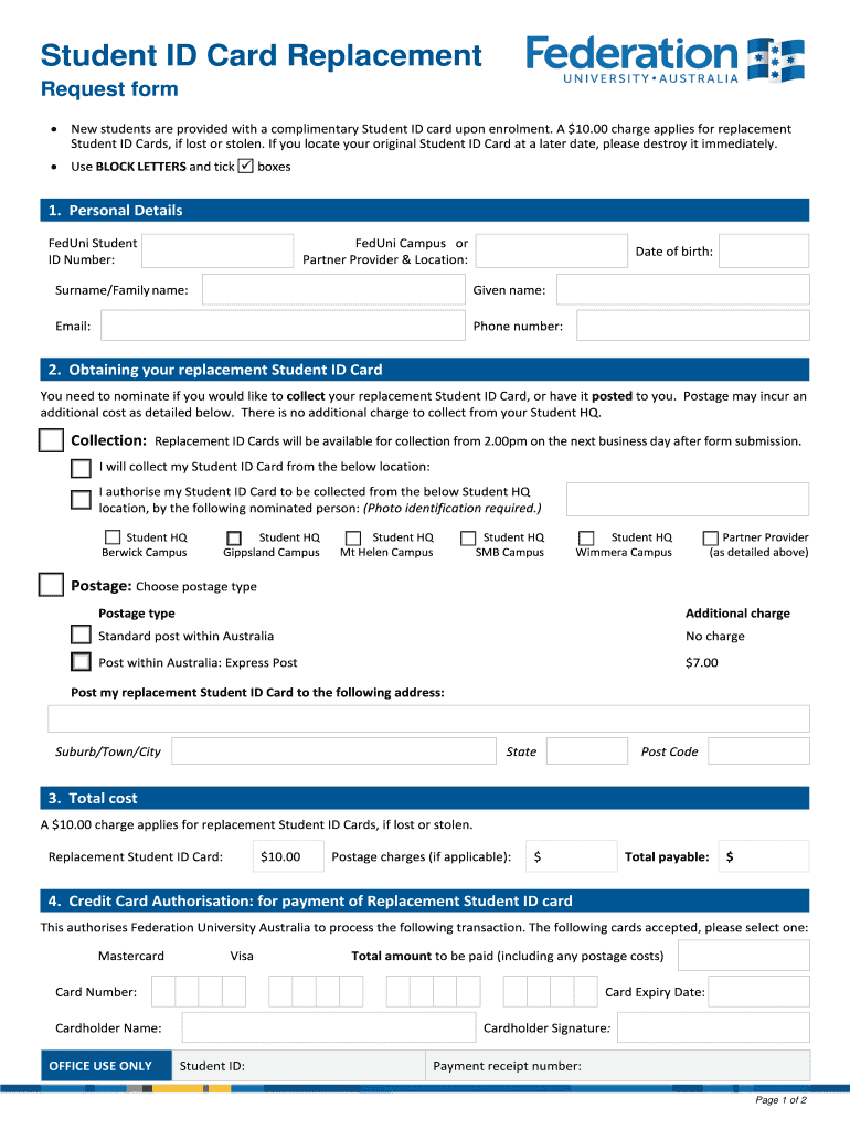 Federation University ID  Form