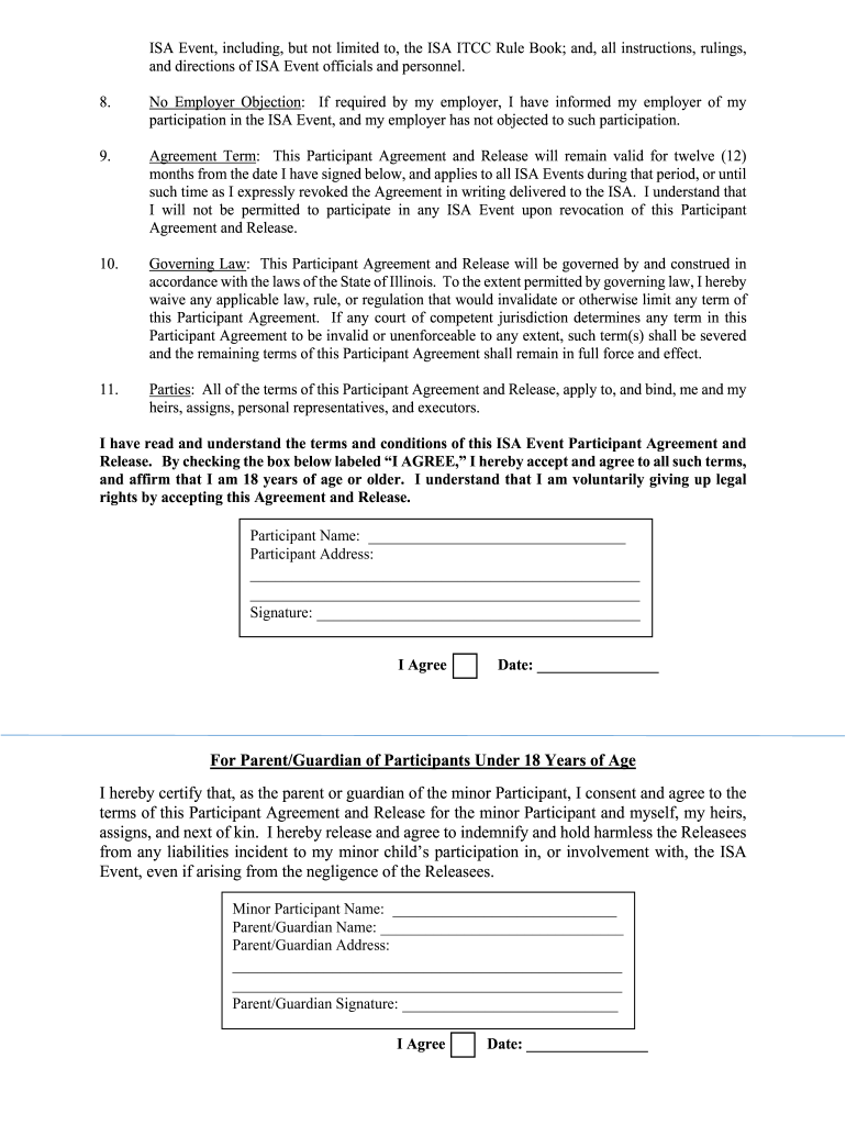 NOTICE to ISA EVENT PARTICIPANTS REQUIRED EMERGENCY CONTACT  Form