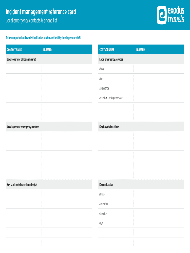 INCIDENT LEVEL DESCRIPTION LEADER ACTIONS LOCAL OPERATOR  Form