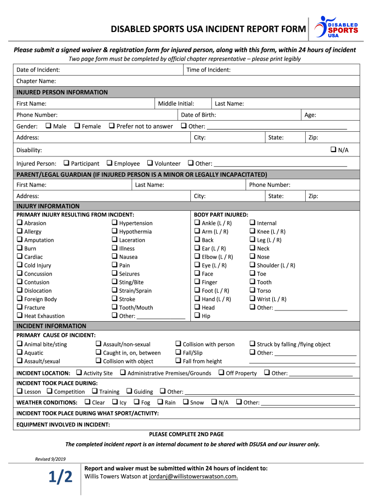  Incident Reporting Policy Disabled Sports USA 2019-2024