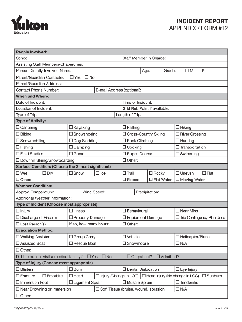 APPENDIX FORM #12