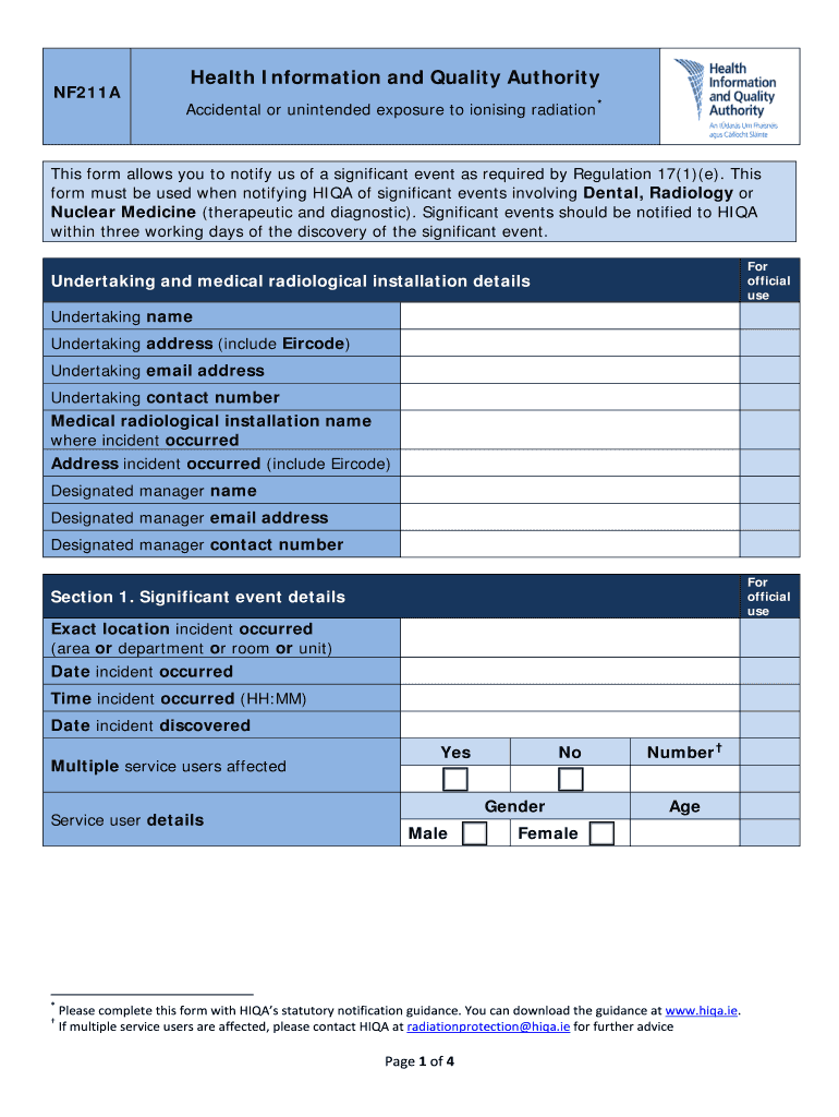 Accidental or Unintended Exposure to Ionising Radiation *  Form