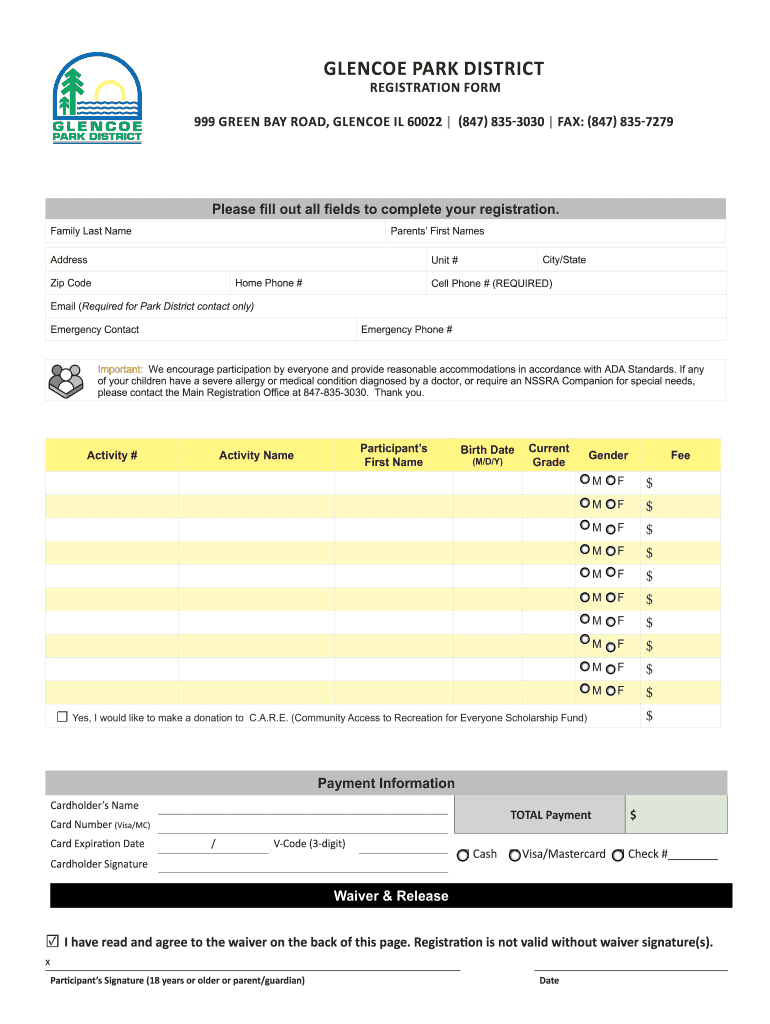 999 GREEN BAY ROAD, GLENCOE IL 60022 847 835 3030 FAX 847 835 7279 Form