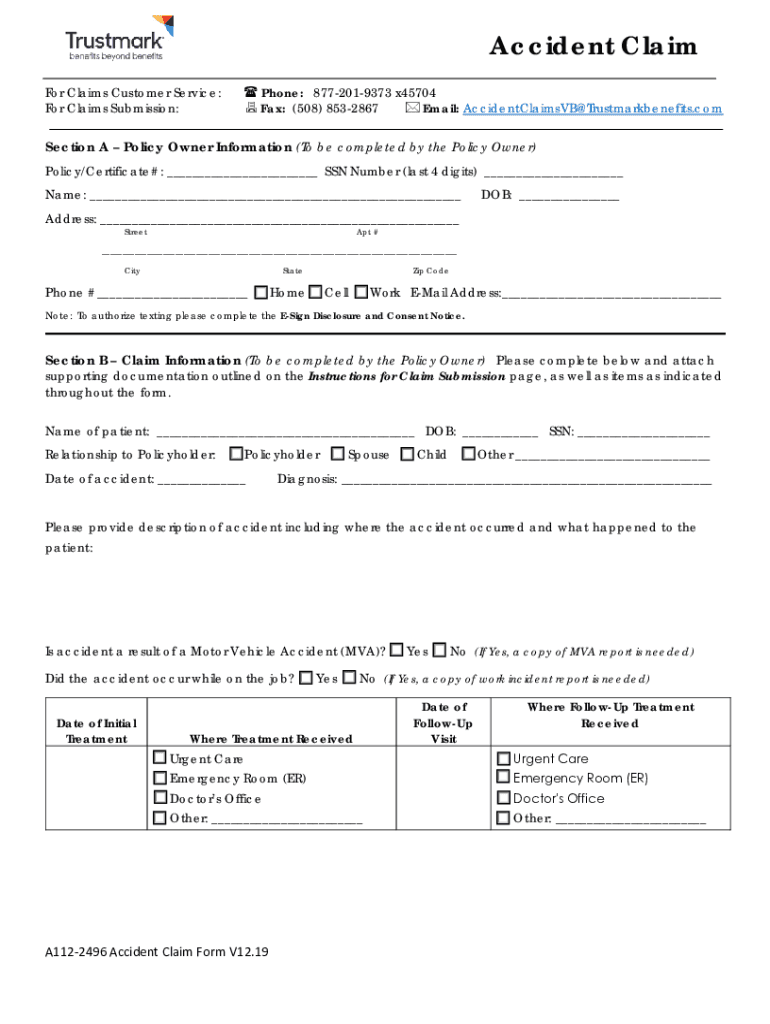 Trustmark Insurance Claim  Form