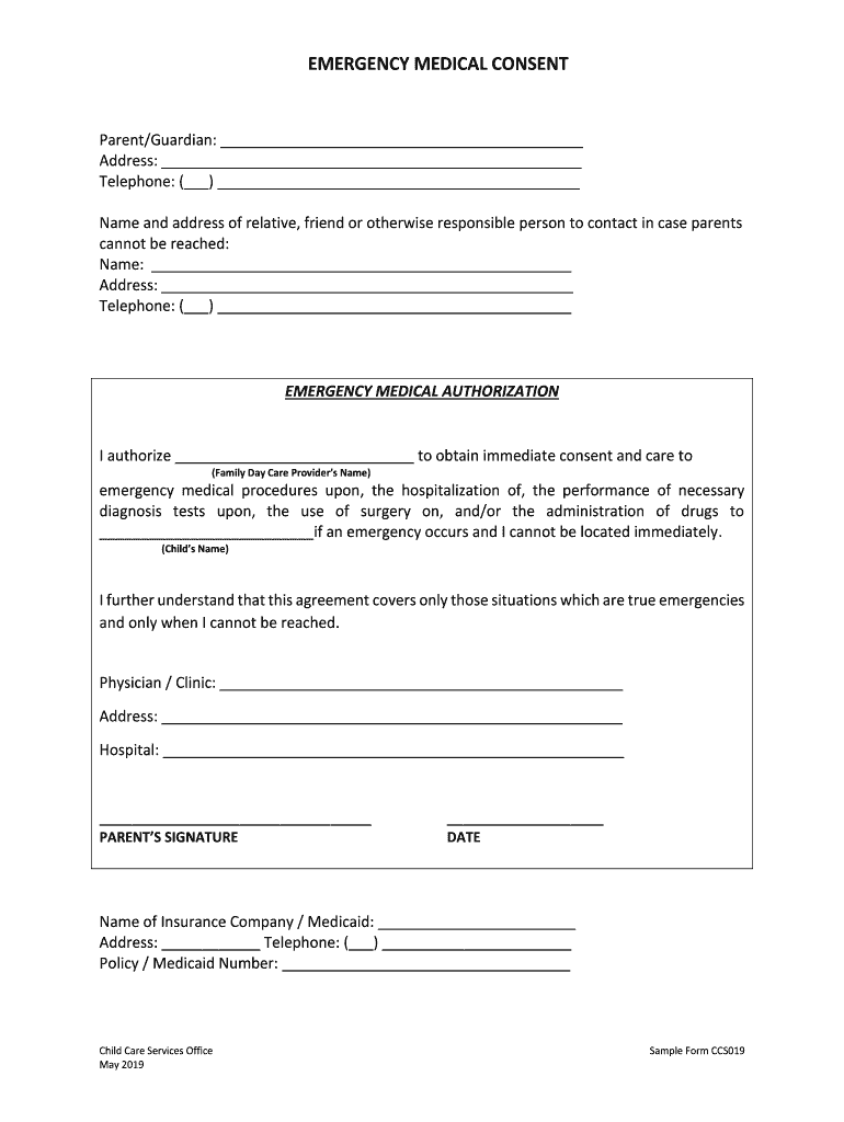 Parental Consent and Emergency Medical Release Form Rocky