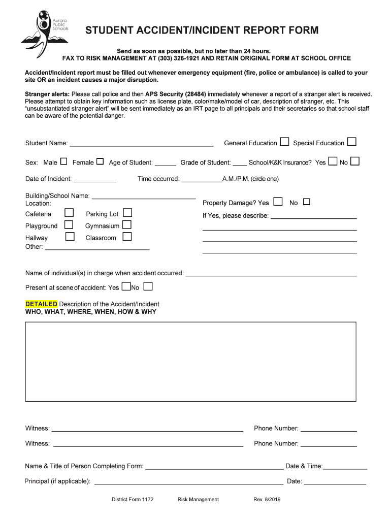 Student Accident Form V3 FINAL Fillable