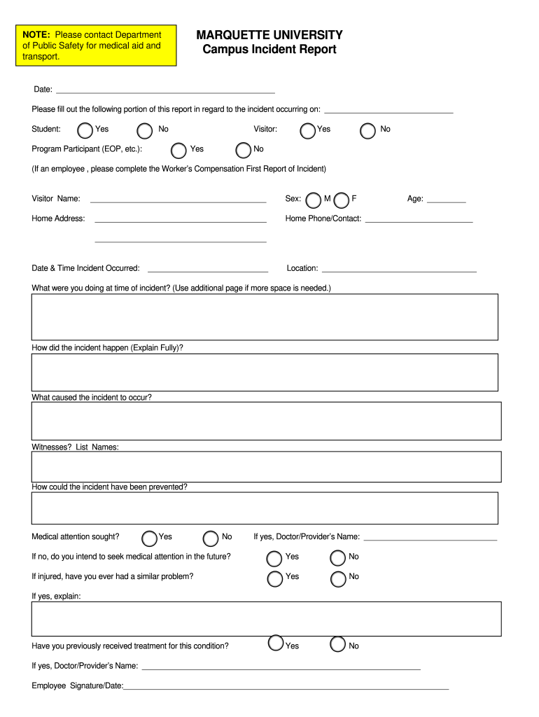 Fill Fillable Non Employee Incident Report Non  Form