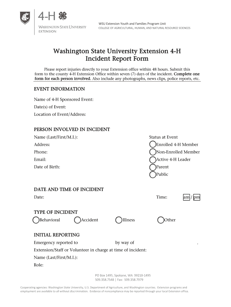 A Guide to the Washington State 4 H Enrollment Fee  Form