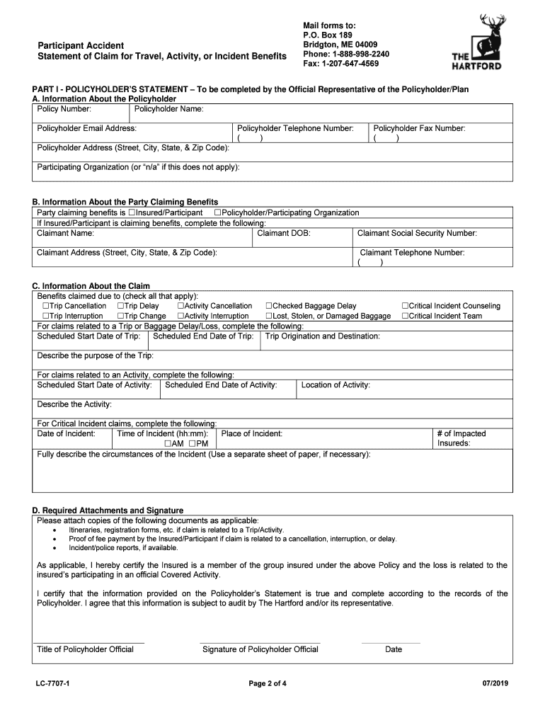 PartAcc Travel Activity Incident Claim Form DOCX