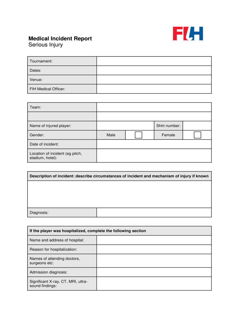 FIH Medical Officer  Form