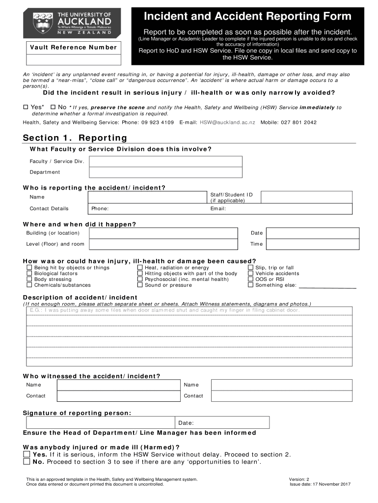  Nz Accident Form Template 2017