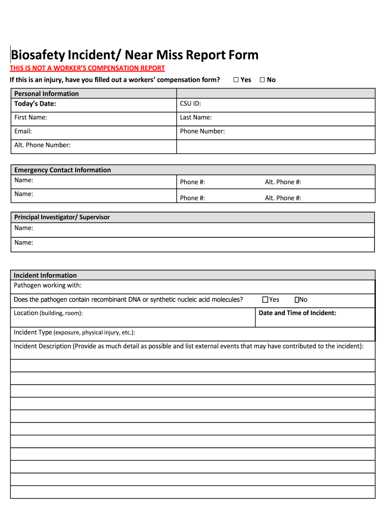 Biosafety Incident Report Form 2018