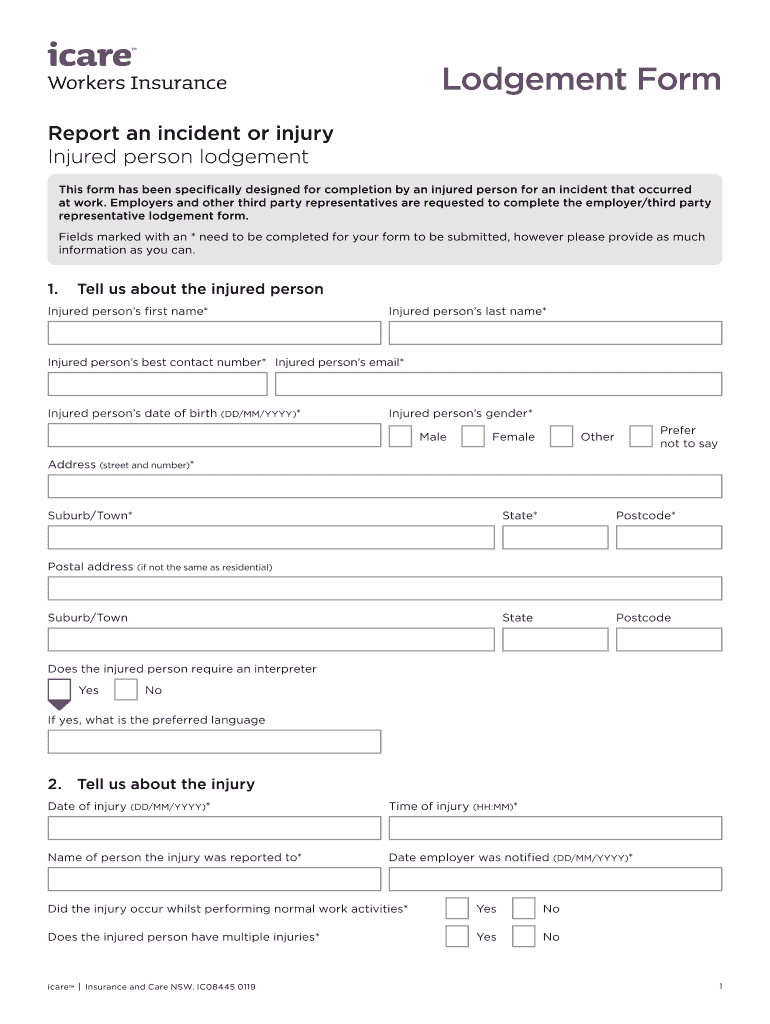 Notify Us of an Injury or Make a Claimicare  Form