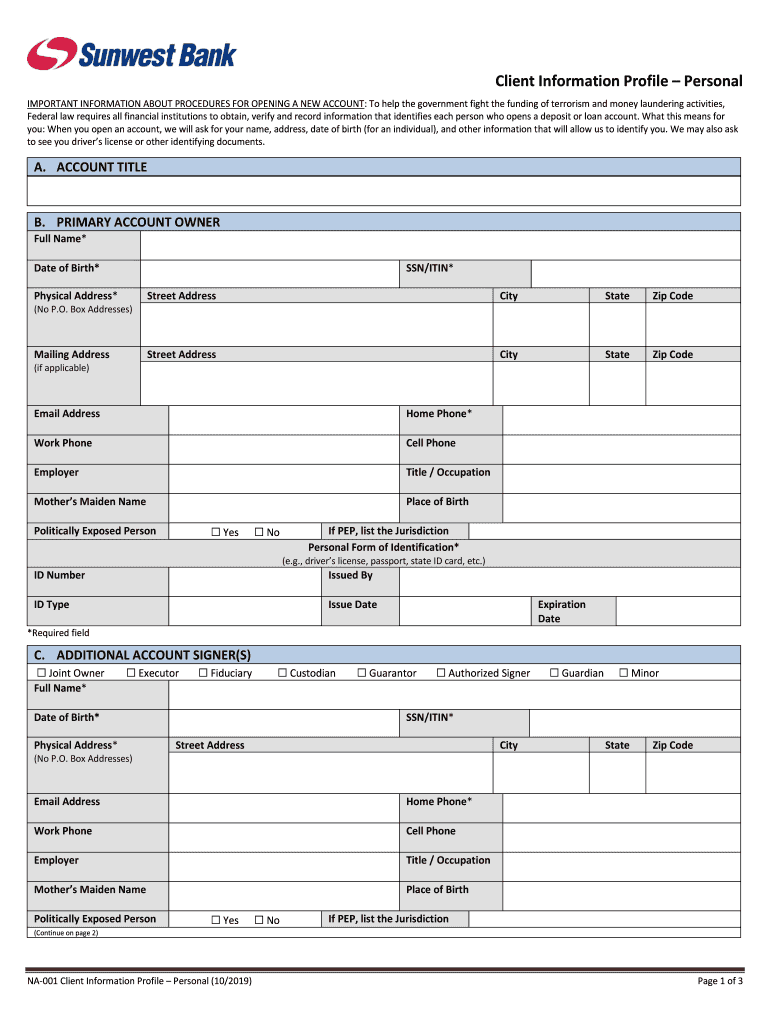 Customer Identification Program Federal Deposit Insurance  Form