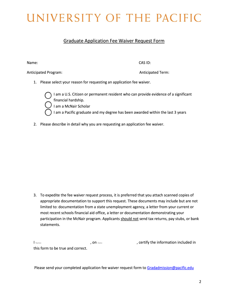Graduate Application Fee Waiver Request University at  Form