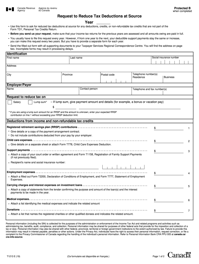  Request to Reduce Tax Deductions at Source  Government of 2019