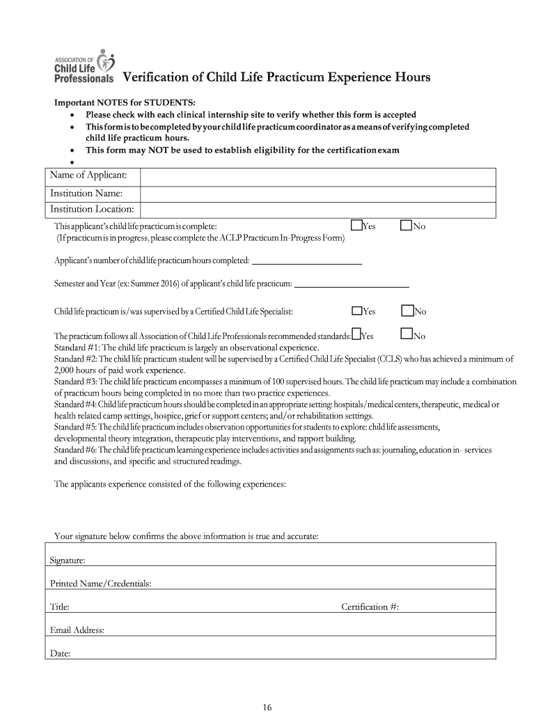 Get and Sign Internship Application Process Guide Child Life Council  Form