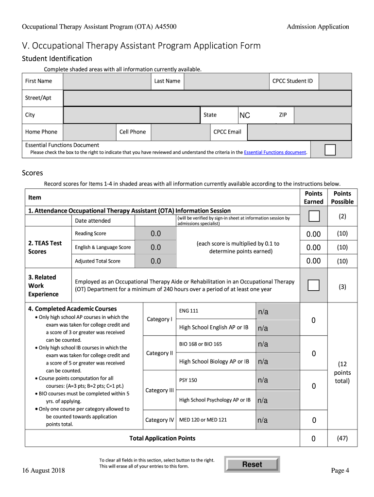  Occupational Therapy AssistantCentral Piedmont Cpcc Edu 2018-2024