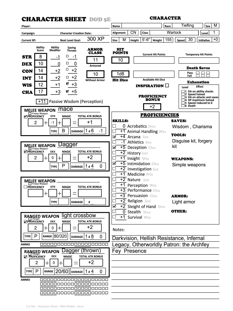  Character Sheet 2014-2024