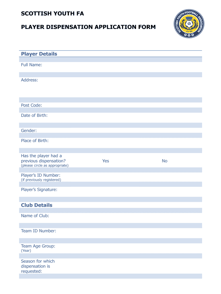 Syfa Dispensation Form