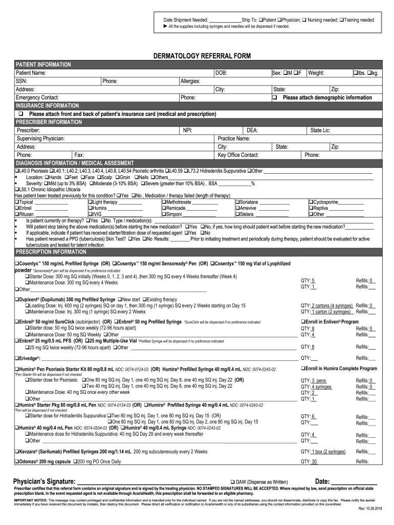  VA Dermatology Referral Form Dermatology Referral Form 2018