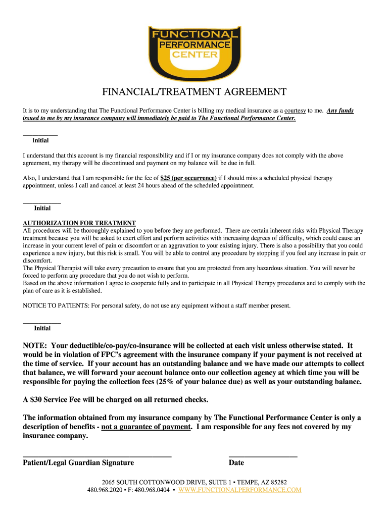 Financialtreatment Agreement Functional Performance Center