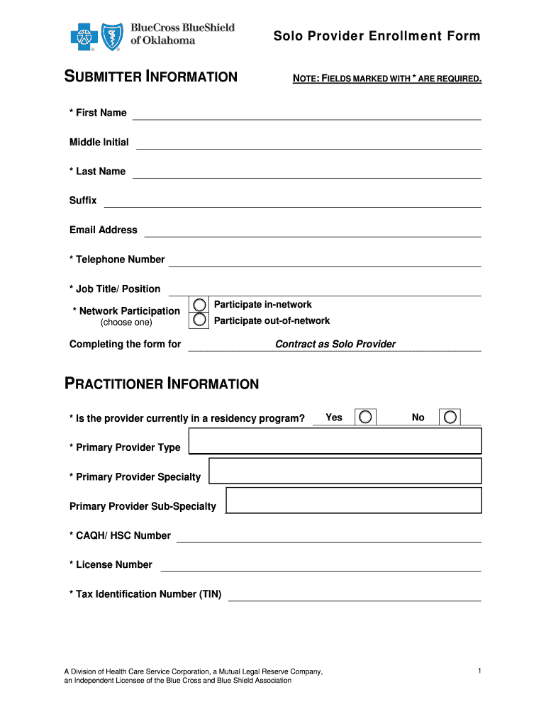 Solo Provider Enrollment Form