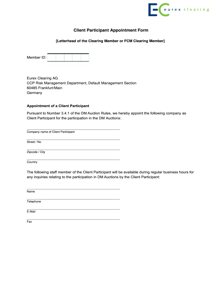 Selected Auction Participant Appointment Form