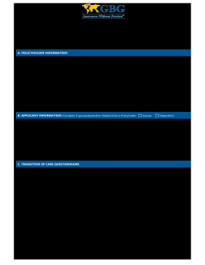 Transition of Care Questionnaire Global Benefits Group  Form