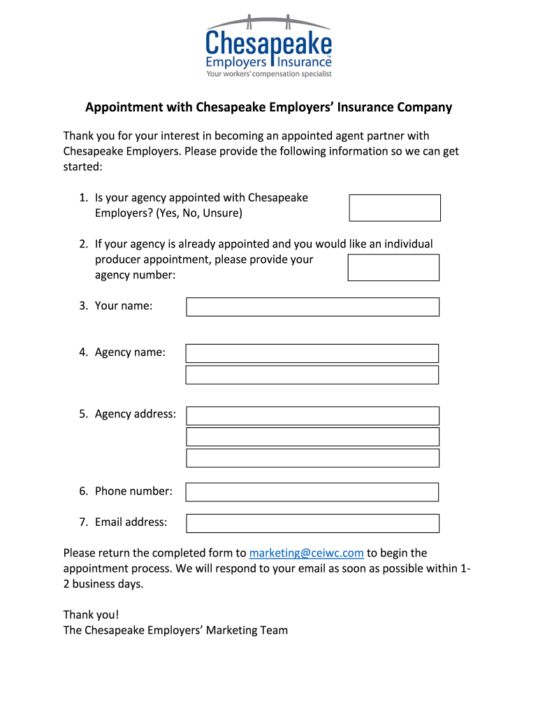 Appointment with Chesapeake Employers Insurance Company  Form