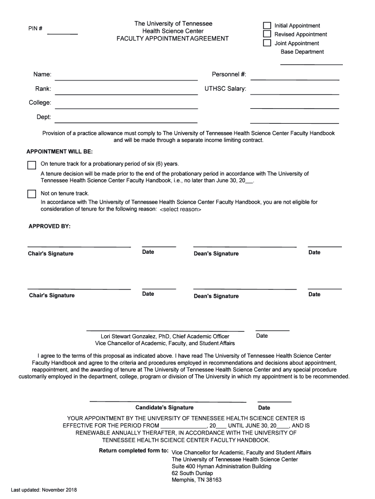  FACULTY APPOINTMENT AGREEMENT 2018-2024