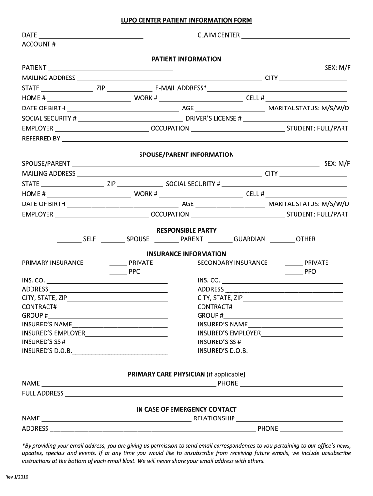 Patient Forms for Website