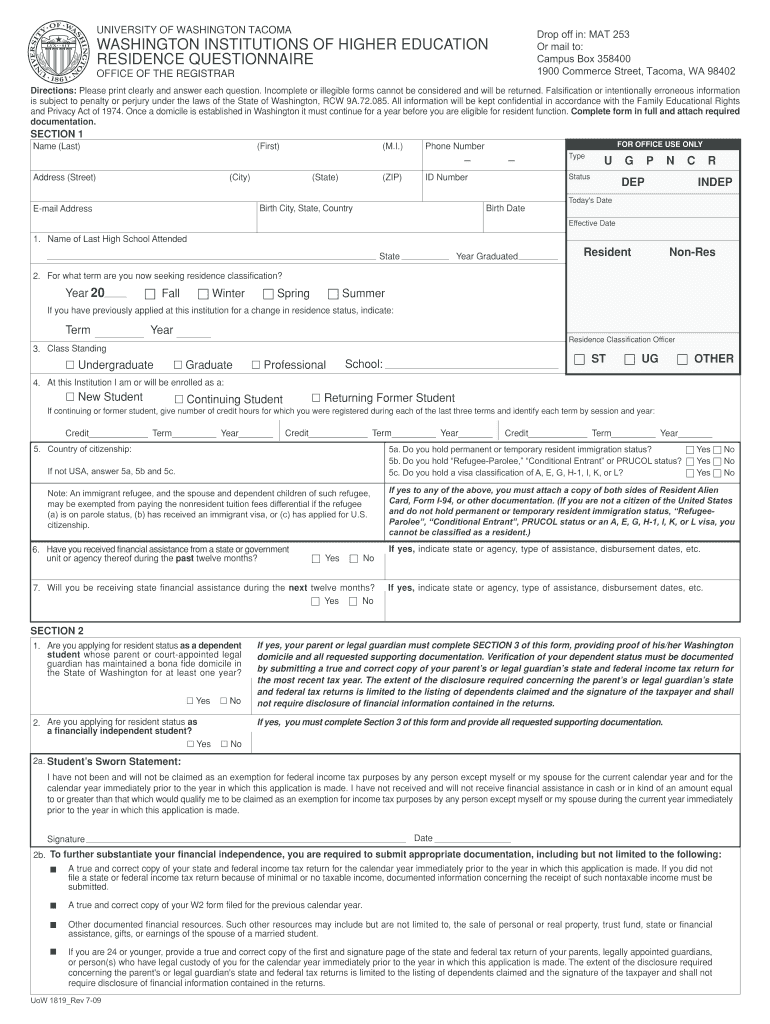 Evergreen College Governor's Office of Indian Affairs  Form