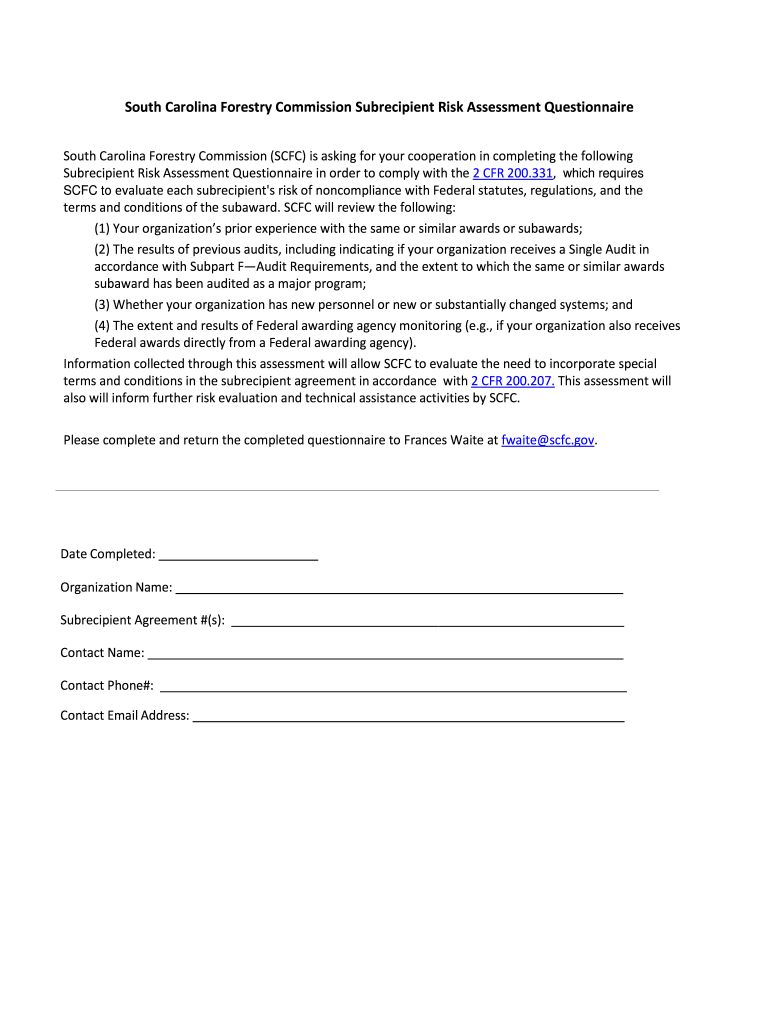 Notice of Competitive Funding Opportunity SC Gov  Form