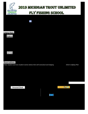 Student Reservation and Questionnaire Michigan Trout Ulimited Fly Fishing School  Form