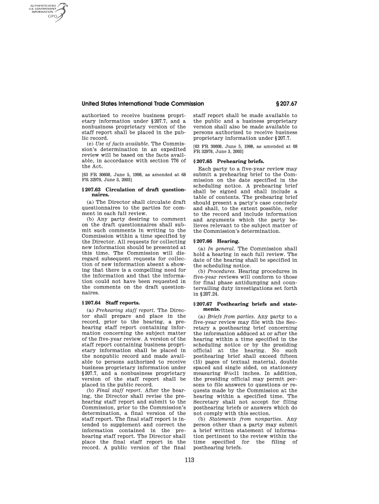 United States International Trade Commission GPO Gov  Form