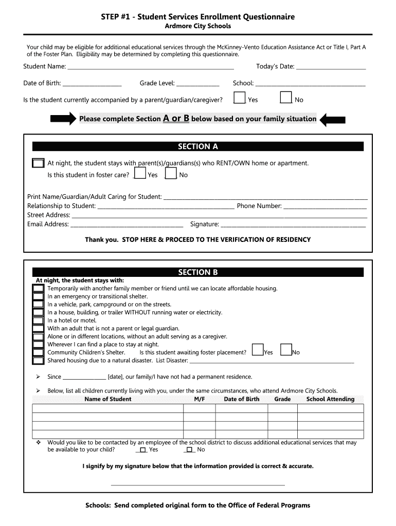 Your Child May Be Eligible for Additional Educational Services through the McKinney Vento Education Assistance Act or Title I, P  Form