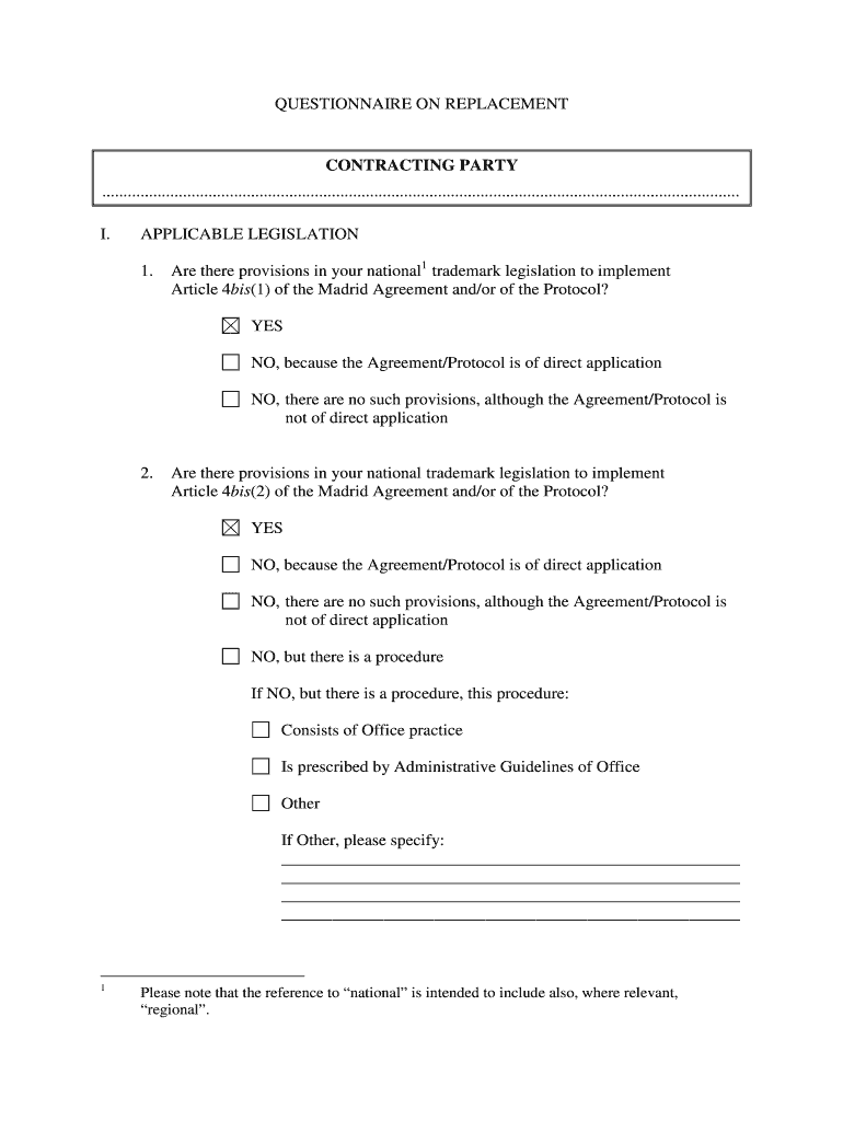 Summary of the Madrid Agreement Concerning the WIPO  Form